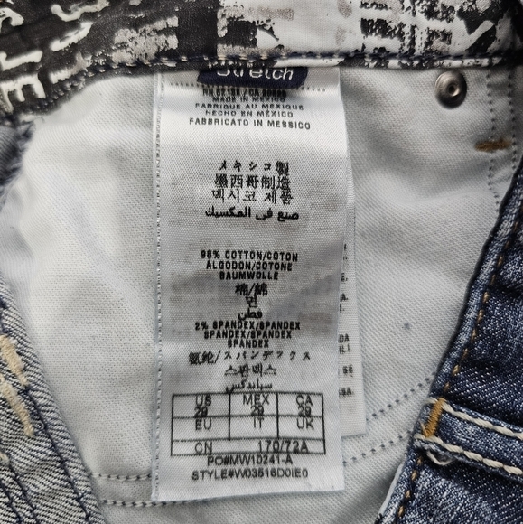 Guess Los Angeles denim mini skirt side zippers stitched designs size 29 - Picture 6 of 12